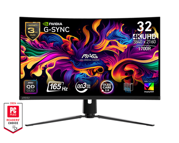 MSI MAG 321CUP 31.5” Curved QD-OLED UHD Gaming Monitor – 165Hz